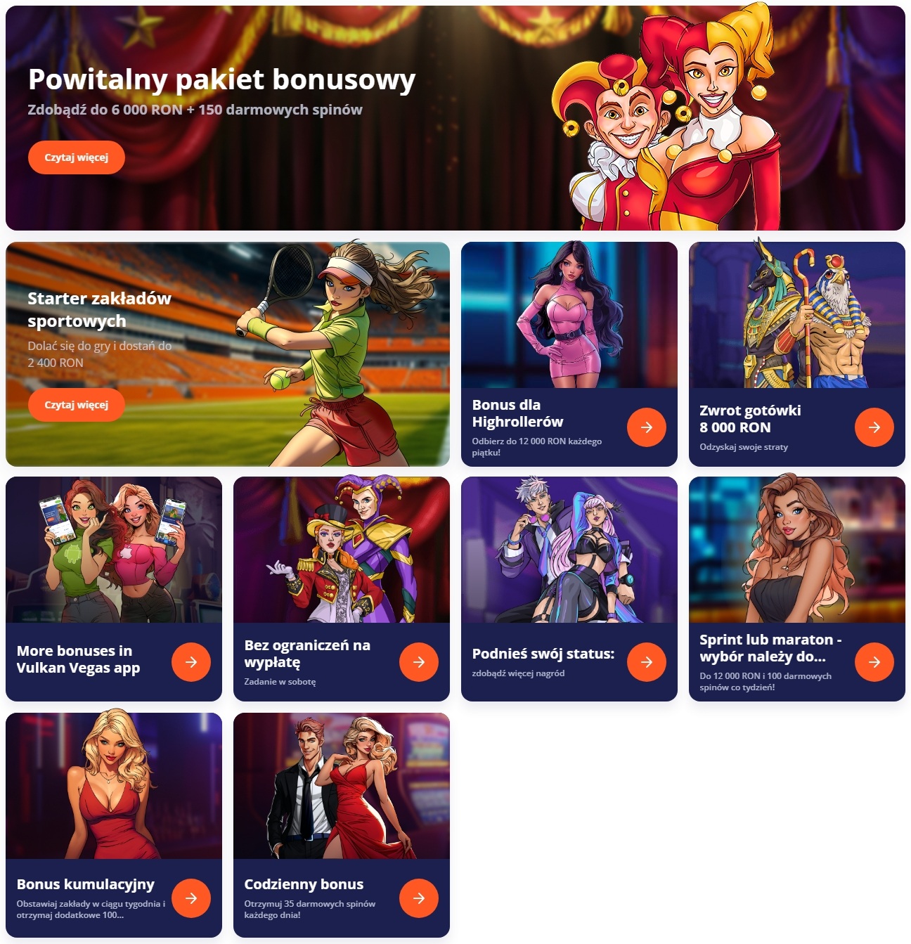 Bonusy w Vulkan Vegas Casino